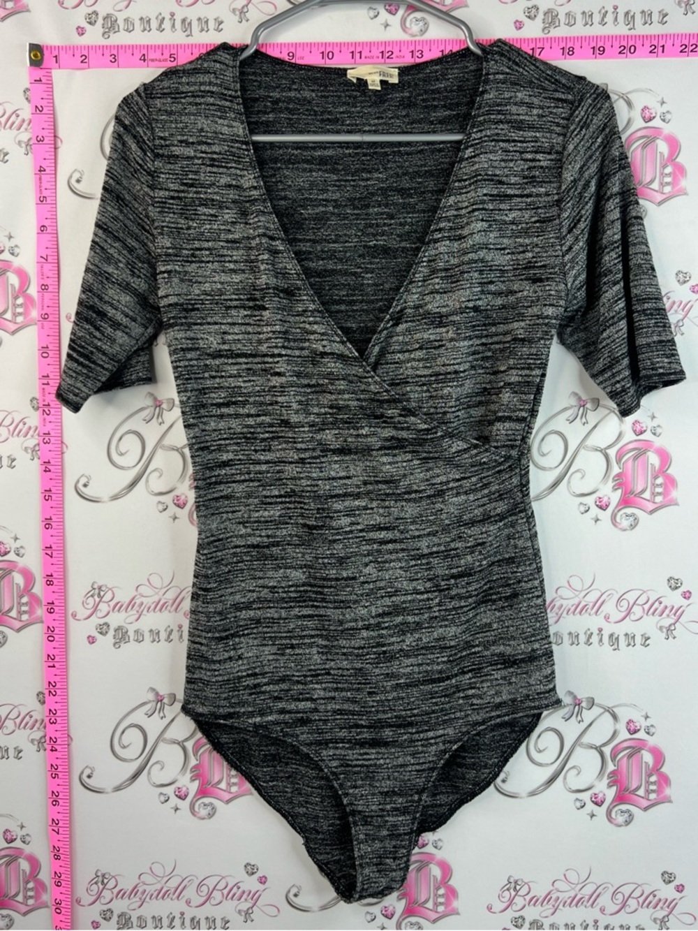 Wilfred free bodysuit stretchy tshirt Heathered Grey V-Neck Wrap Bodysuit